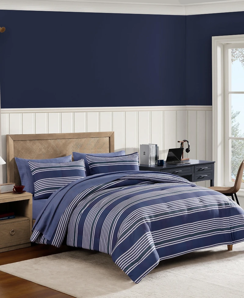 Tommy Hilfiger Lido Stripe Washed Microfiber -Pc. Comforter Set