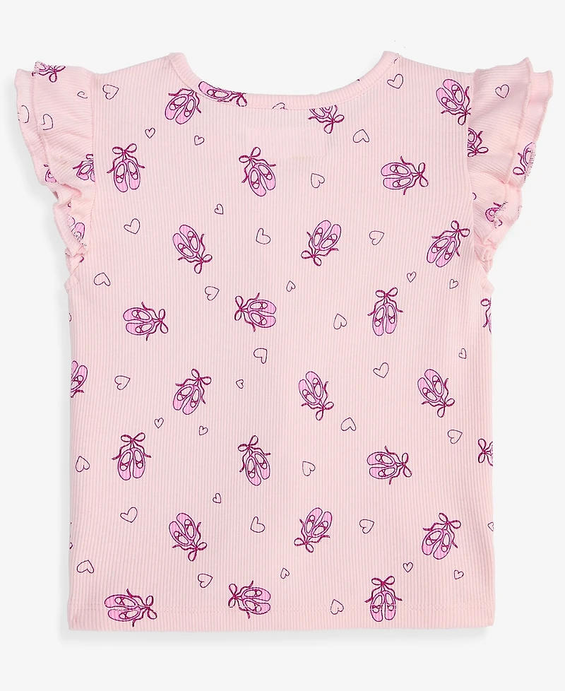 Epic Threads Toddler Girls' 12M-5T Ballet-Print Double-Flutter T-Shirt, Macy's Exclusive