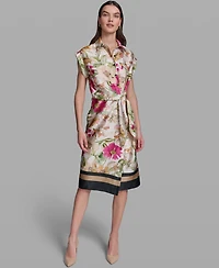 Karl Lagerfeld Paris Women's Floral Print Short-Sleeve Side-Tie Dress