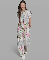 Karl Lagerfeld Paris Women's Soft Mid-Rise Pull-On Pants