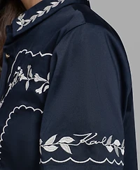 Karl Lagerfeld Paris Women's Short-Sleeve Embroidery Shirt