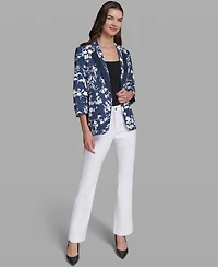 Karl Lagerfeld Paris Women's Contrasting Floral Print Burnout Collared Blazer