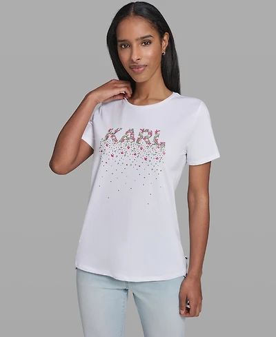 Karl Lagerfeld Paris Women's Logo Print Short-Sleeve T-Shirt