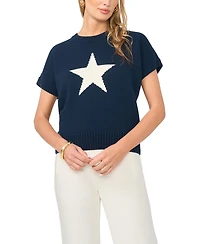 Vince Camuto Women's Star Motif Short-Sleeve Sweater