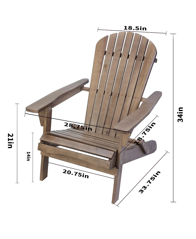 Jiallo Grand Collection Assembled Foldable Large Adirondack Chair Pine Wood, Red