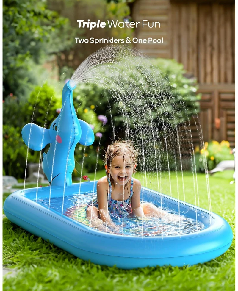 Gnuadz Elephant Splash Pad Sprinkler Pool Outdoor Play Mat Toddler Birthday Gift