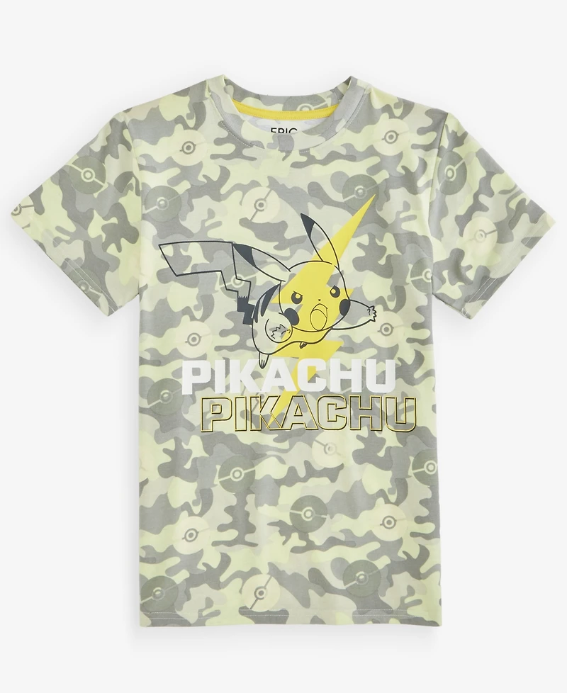 Epic Threads Big Boys Pikachu Bolt Camo T-Shirt, Macy's Exclusive
