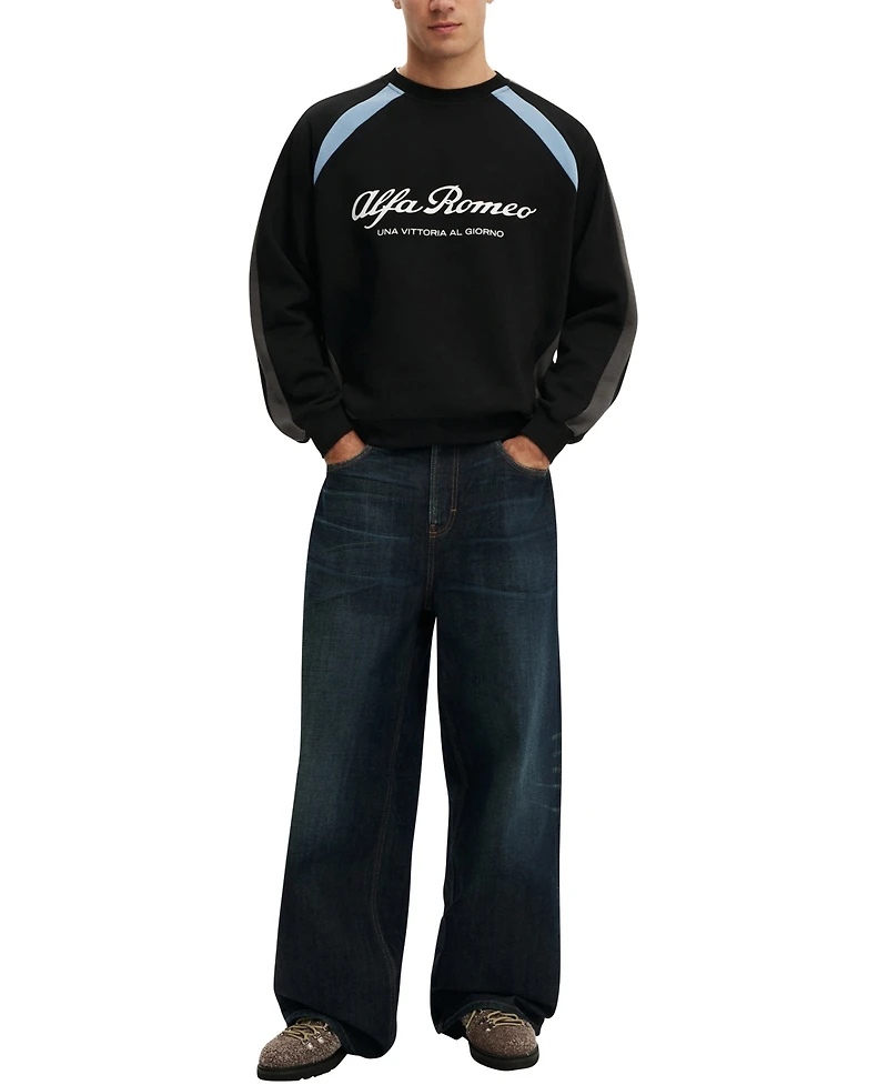 Cotton On Men's Modern Box-Fit Alfa Romeo Long-Sleeve Sweatshirt
