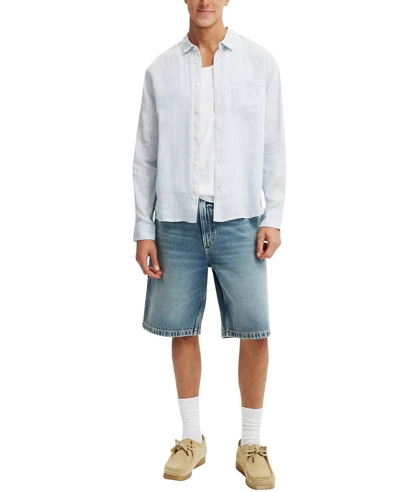 Cotton On Men's Relaxed Linen Long-Sleeve Shirt