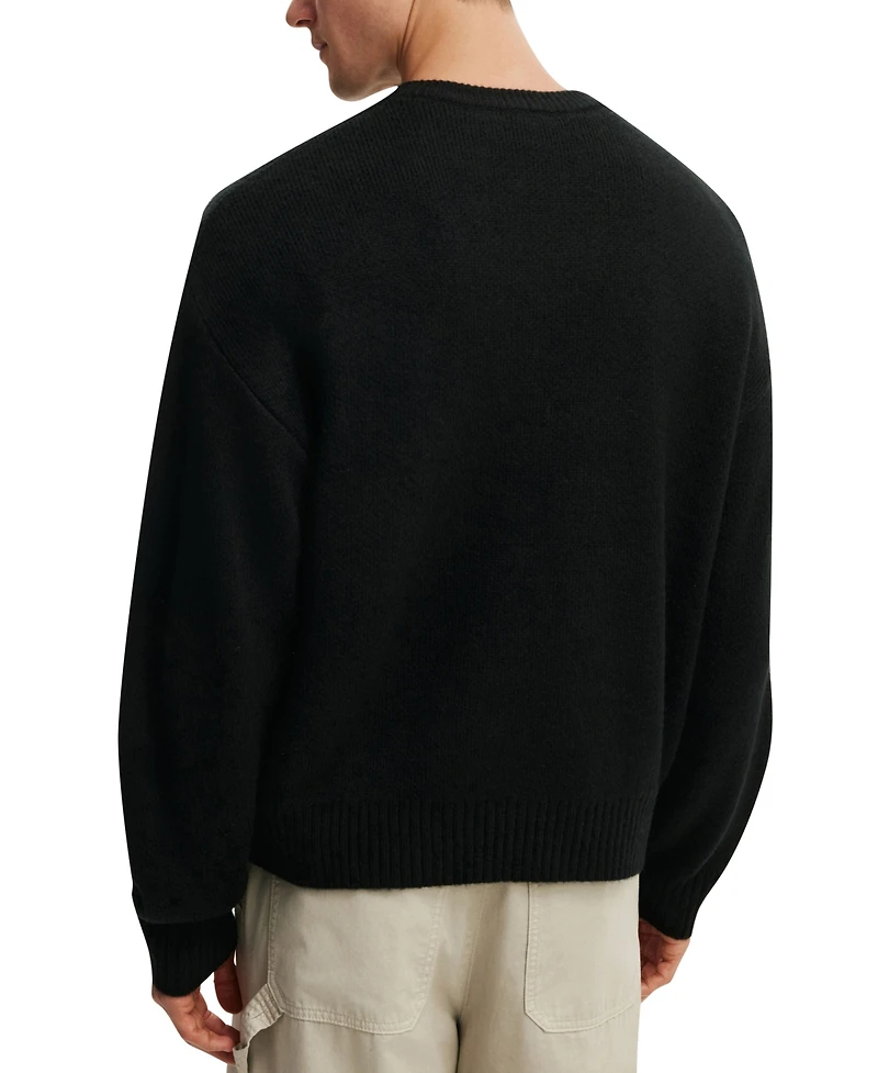 Cotton On Men's Modern Box-Fit Crew Knit Long-Sleeve Sweater