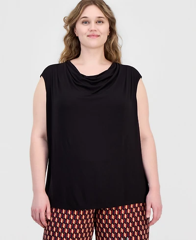 Anne Klein Plus Cowl-Neck Sleeveless Top