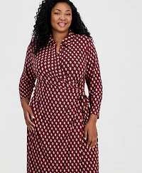 Anne Klein Plus Printed Faux-Wrap Dress