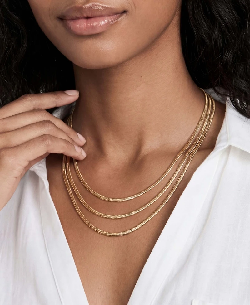 Ettika 18k Gold-Tone Triple Snake Chain Necklace