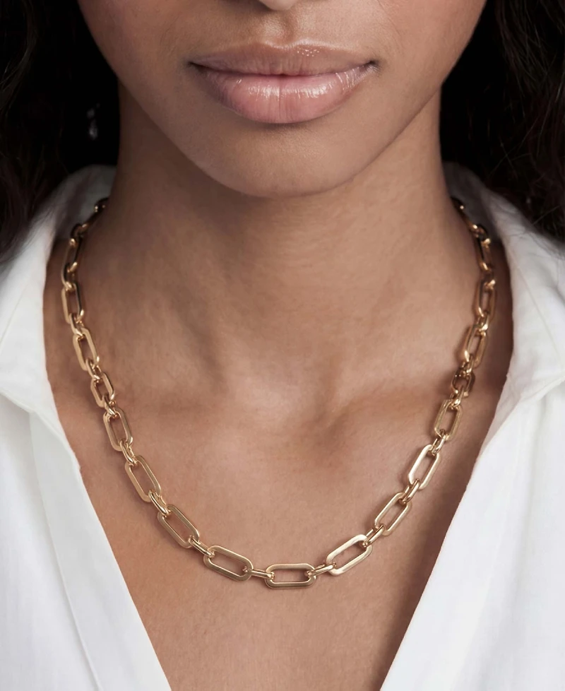Ettika Golden Flat Rectangle Chain Necklace