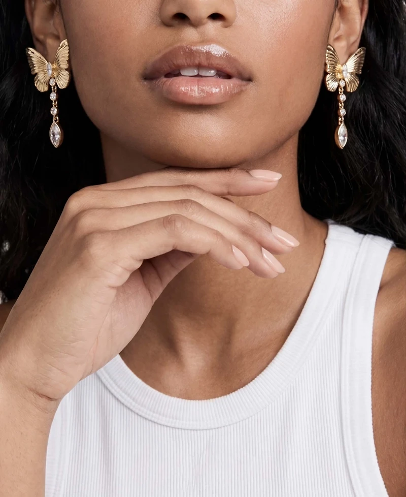 Ettika 18k Gold-Tone Butterfly Dangle Earrings
