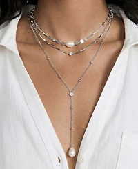 Ettika Forever Falling Pearl Lariat Necklace