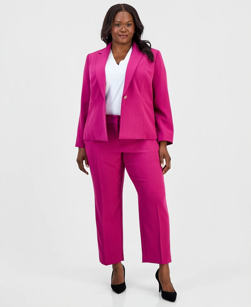 Kasper Plus Notched-Collar One-Button Blazer
