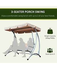 Outsunny 3 Person Patio Swing Chair with Adjustable Canopy