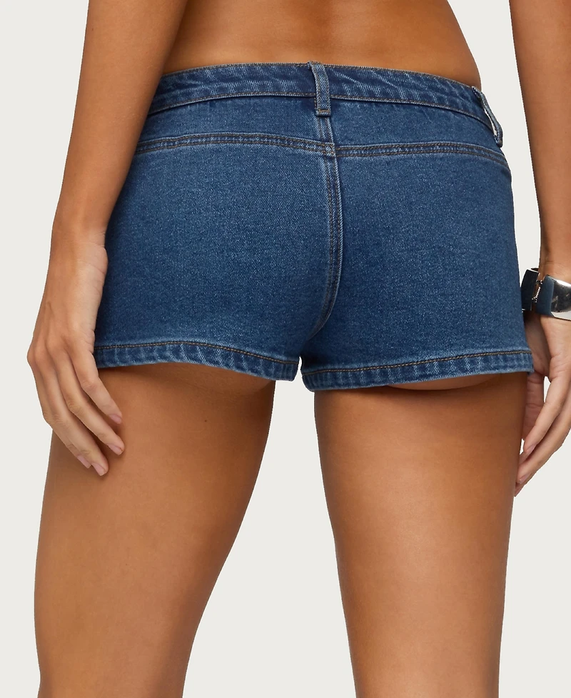 Edikted Women's Danikah Stud and Grommet Denim Micro Shorts