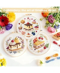 Gnuadz 3pc Embroidery Kit Pattern Beginner Diy Craft Hoop Floss Guide