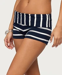 Edikted Women's Lorenza Striped Fold Over Shorts