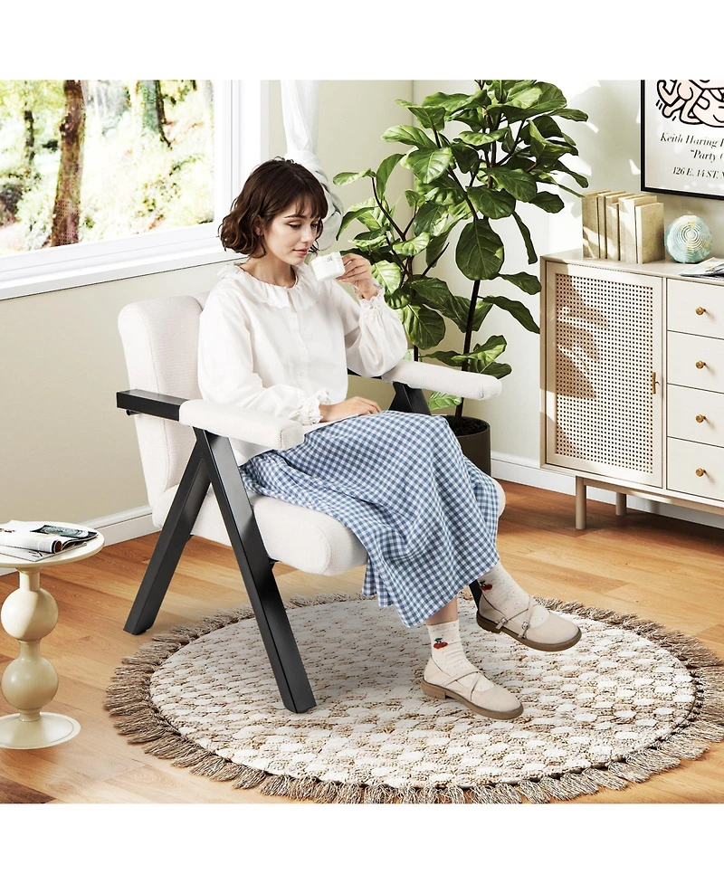 Slickblue Large Accent Chair with Metal Frame and Armrests