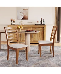 Slickblue Modern Upholstered Wooden Dining Chairs Set of 2 for Kitchen and Dining Room-Beige