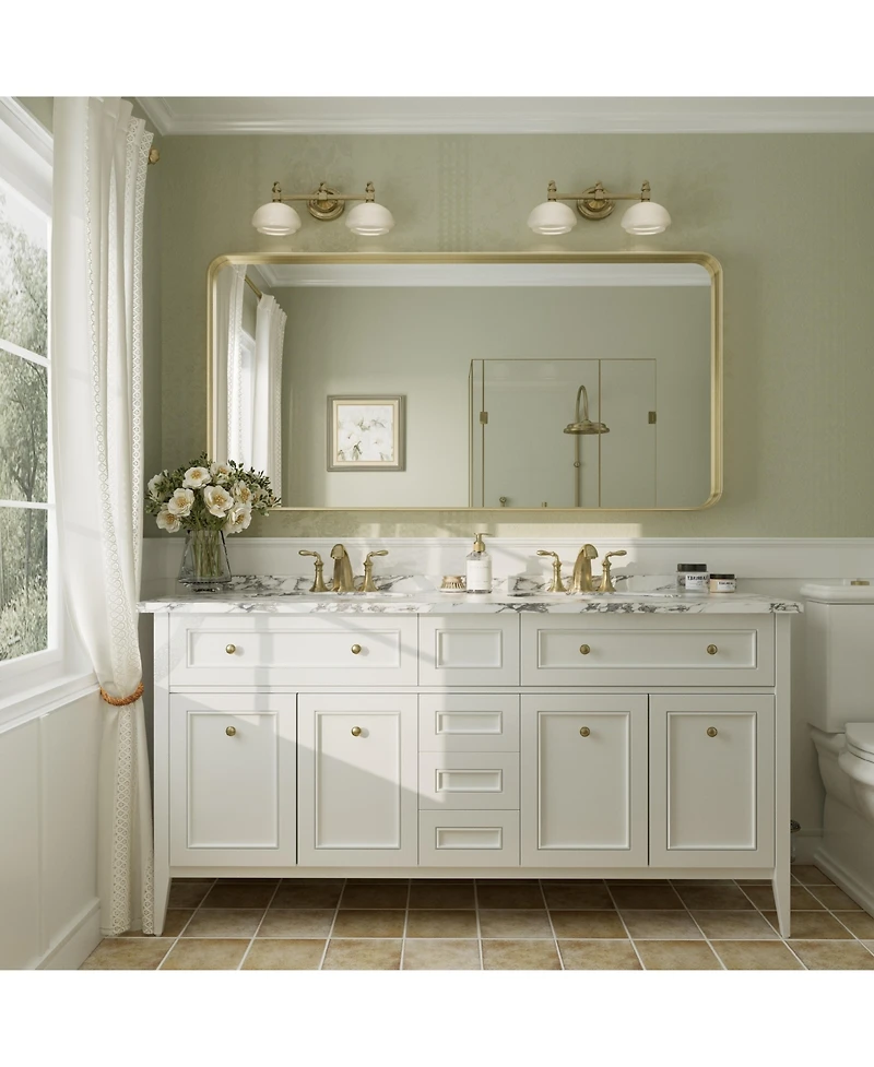 Apmir 60" x 30" High-Strength Tempered Glass and Aluminum Alloy Framed Wall Decor Bathroom Vanity Mirror