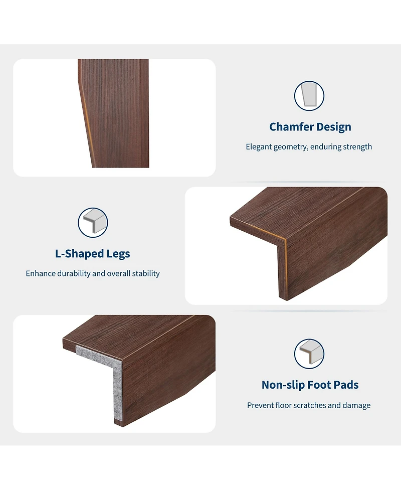 homfan Farmhouse Dining Table for 6 to 8, Rectangular Wood Kitchen with V-Shape Base, Available 63 and 71