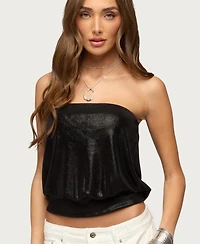 Edikted Women's Leira Silky Sparkly Strapless Top