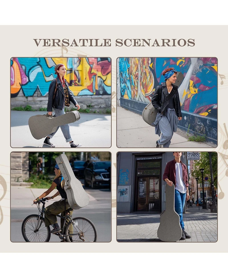 Yescom Acoustic Guitar Hard Case with Folding Stand Backpack Strap and Folding Stand Fits 40" 41" Dreadnought 2026 Exclusive Edition Rococo GainsBoro