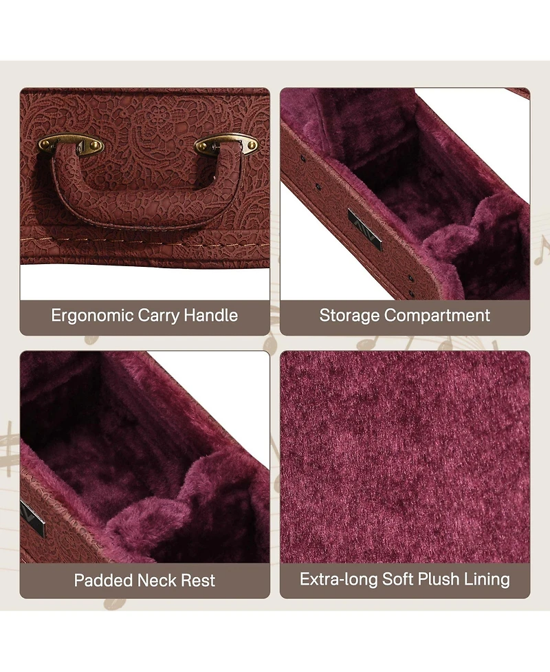 Yescom Acoustic Guitar Hard Case with Backpack Strap and Folding Stand Fits 40" 41" Dreadnought 2026 Exclusive Edition Rococo Burnt Sienna