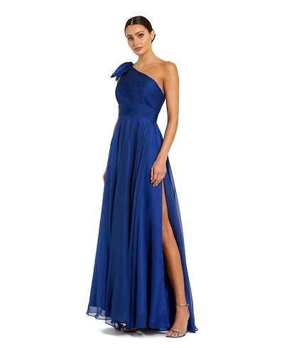 Women's Pleated One Shoulder Chiffon Gown