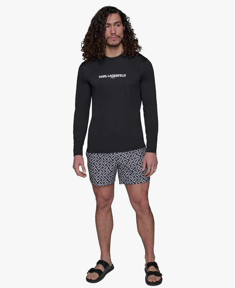 Karl Lagerfeld Paris Men's Long-Sleeve Logo Rashguard