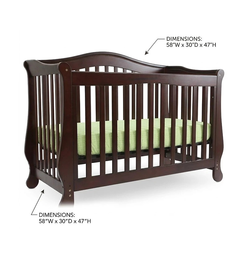 L A Baby The Brentwood 4 in 1 Convertible Full Sized Wood Crib, Cherry