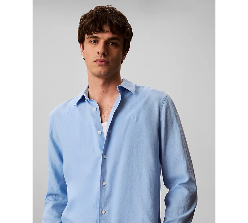 Calvin Klein Men's Solid Linen-Blend Shirt