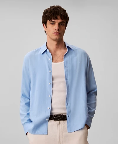 Calvin Klein Men's Solid Linen-Blend Shirt
