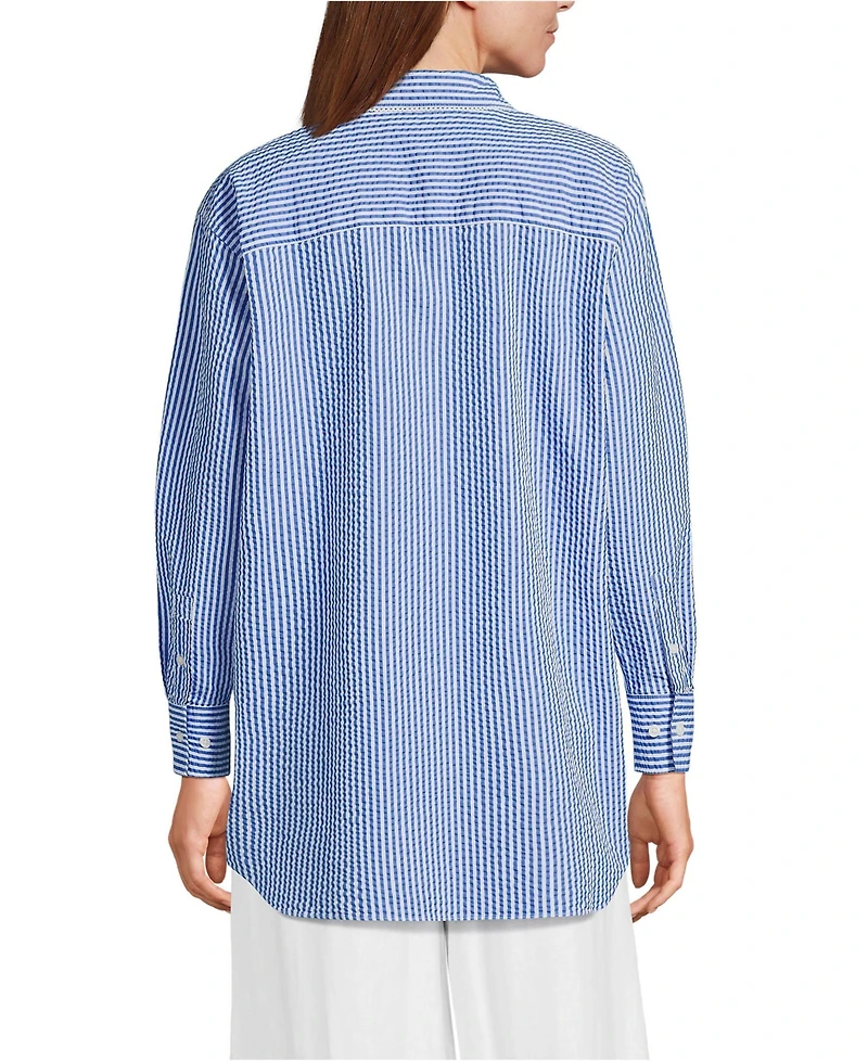 Lands' End Women's Oversized Seersucker Shirt