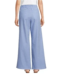 Lands' End Women's Seersucker High Rise Drawstring Wide Leg Pants