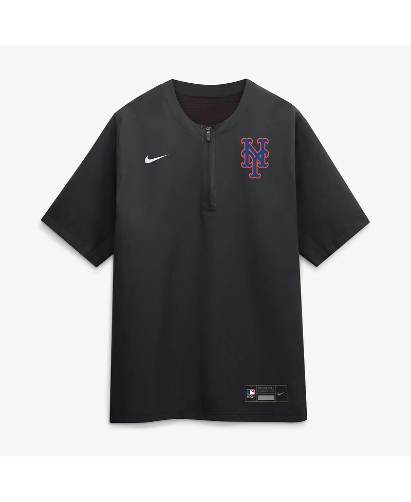 Nike Men's Black New York Mets Authentic Collection Dri-fit Quarter-Zip Windshirt