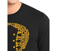 La Pop Art Men's Music Genres Guitar Neck Word Long-Sleeve T-Shirt