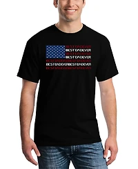 La Pop Art Men's Best Dad Ever American Flag Word T-Shirt