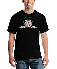 La Pop Art Men's Peeking Snowman Christmas Word T-Shirt