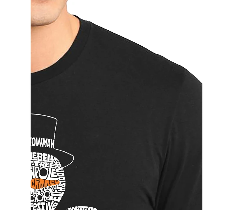 La Pop Art Men's Peeking Snowman Word Long-Sleeve T-Shirt