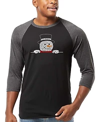 La Pop Art Men's Peeking Snowman Christmas Word Raglan-Sleeve T-Shirt