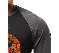 La Pop Art Men's Halloween Pumpkin Word Raglan-Sleeve T-Shirt