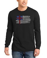 La Pop Art Men's One Nation Under God American Flag Cross Word Long-Sleeve T-Shirt