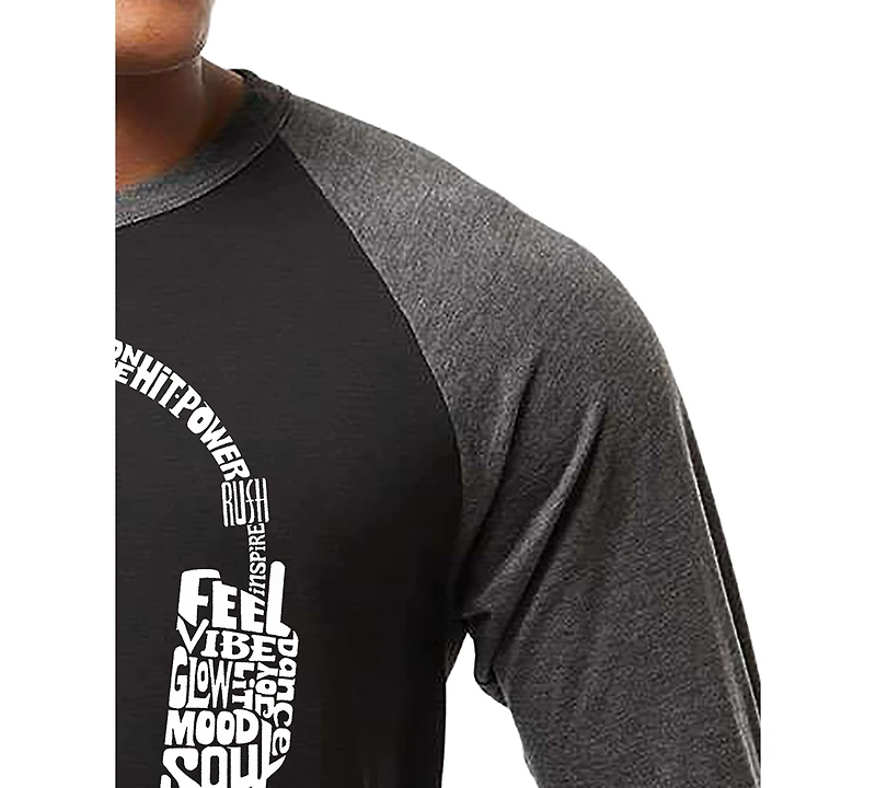 La Pop Art Men's Headphones Word Raglan-Sleeve T-Shirt
