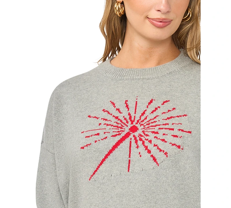 Vince Camuto Women's Sparkler Motif Crewneck Sweater