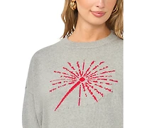 Vince Camuto Women's Sparkler Motif Crewneck Sweater